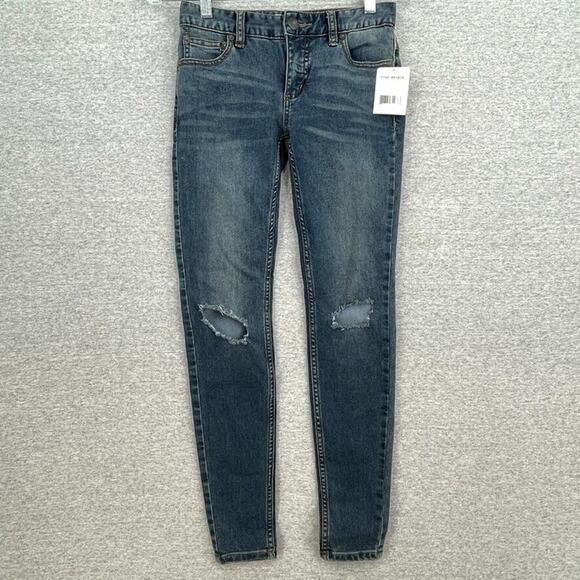 Free People Jeans Womens 24 Blue Denim Josie Distressed Skinny Low Rise NEW - Picture 1 of 12
